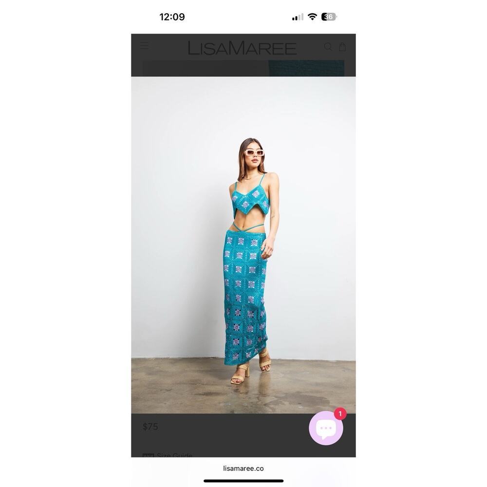Lisa maree Crop top And Midi Skirt in Turquoise - Picture 2 of 9